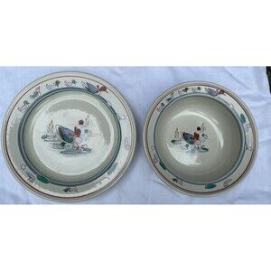 Little Ducklings Bowl & Plate Child Ducks Farm E743 Dishwasher Safe Kid Epoch